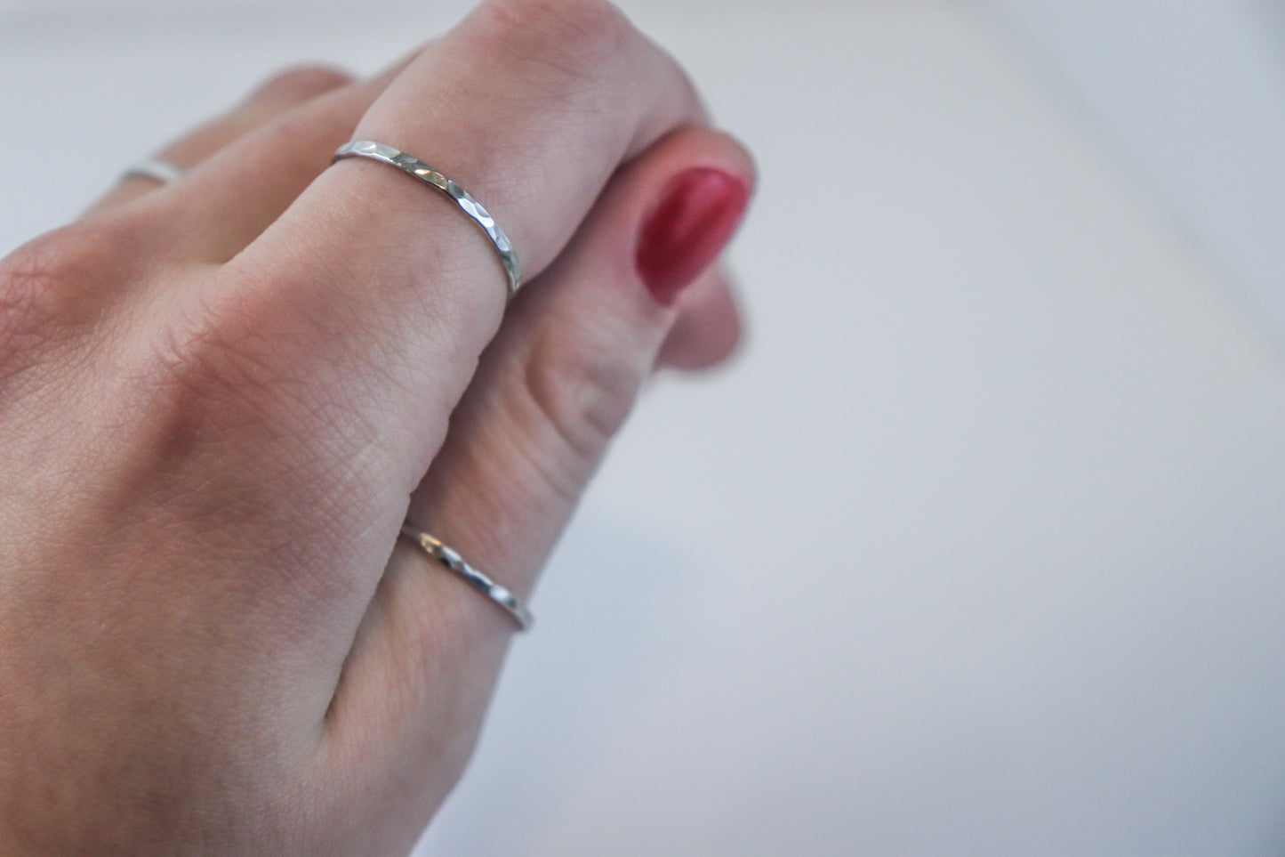 LUNA 0.5mm- Hammered Sterling Silver Stacking Ring